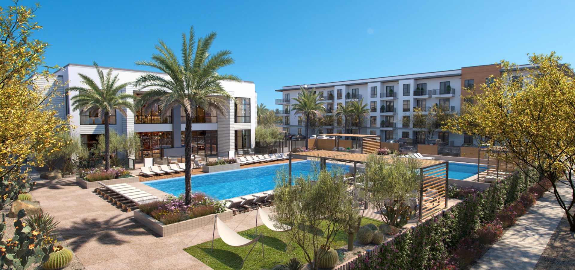 Best-In-Class Pool with Large Sundeck and Lounging Hammocks 
