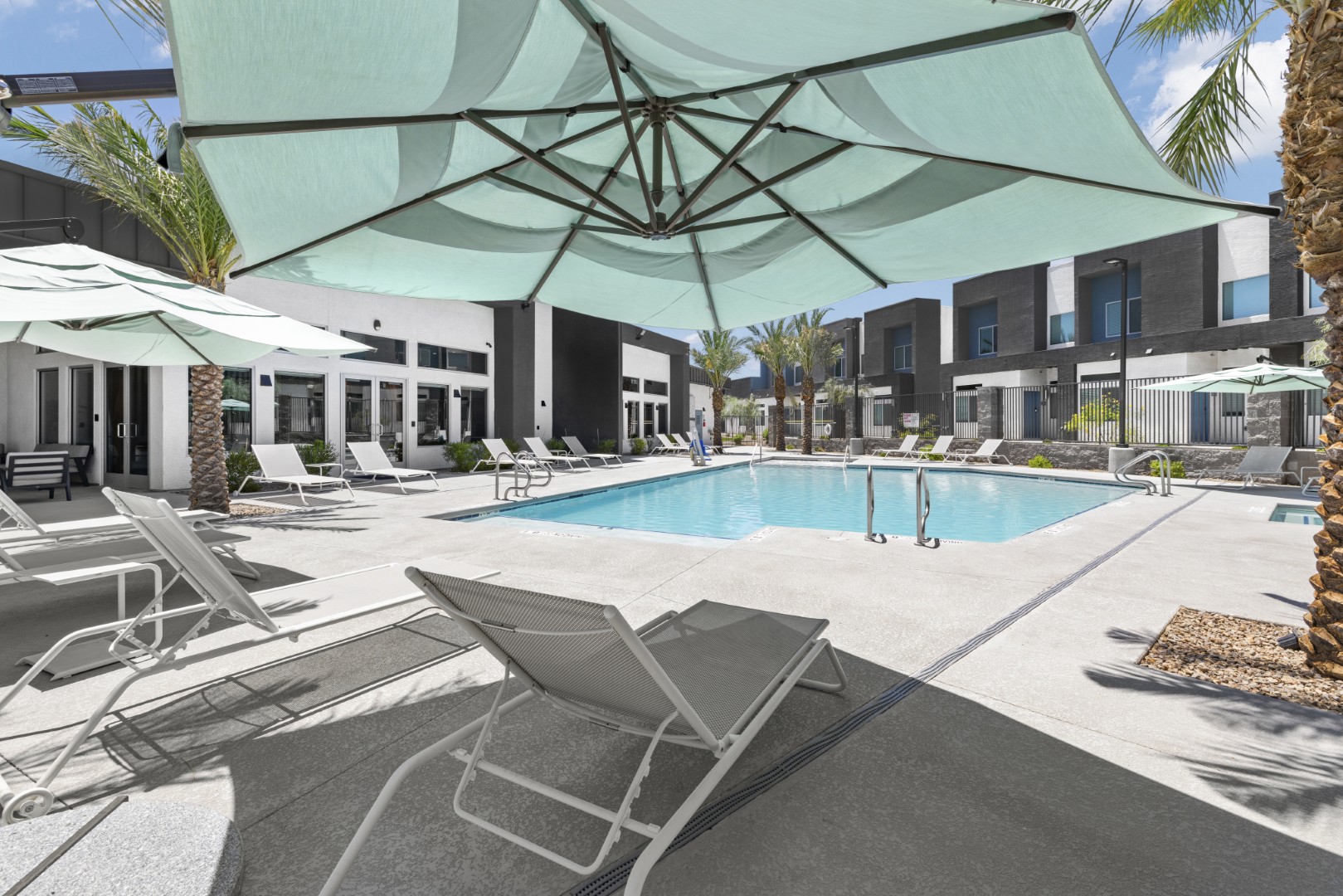 Poolside Lounge With Umbrellas