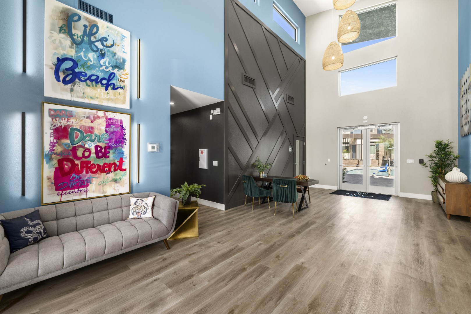 Modern Lobby With High Ceilings