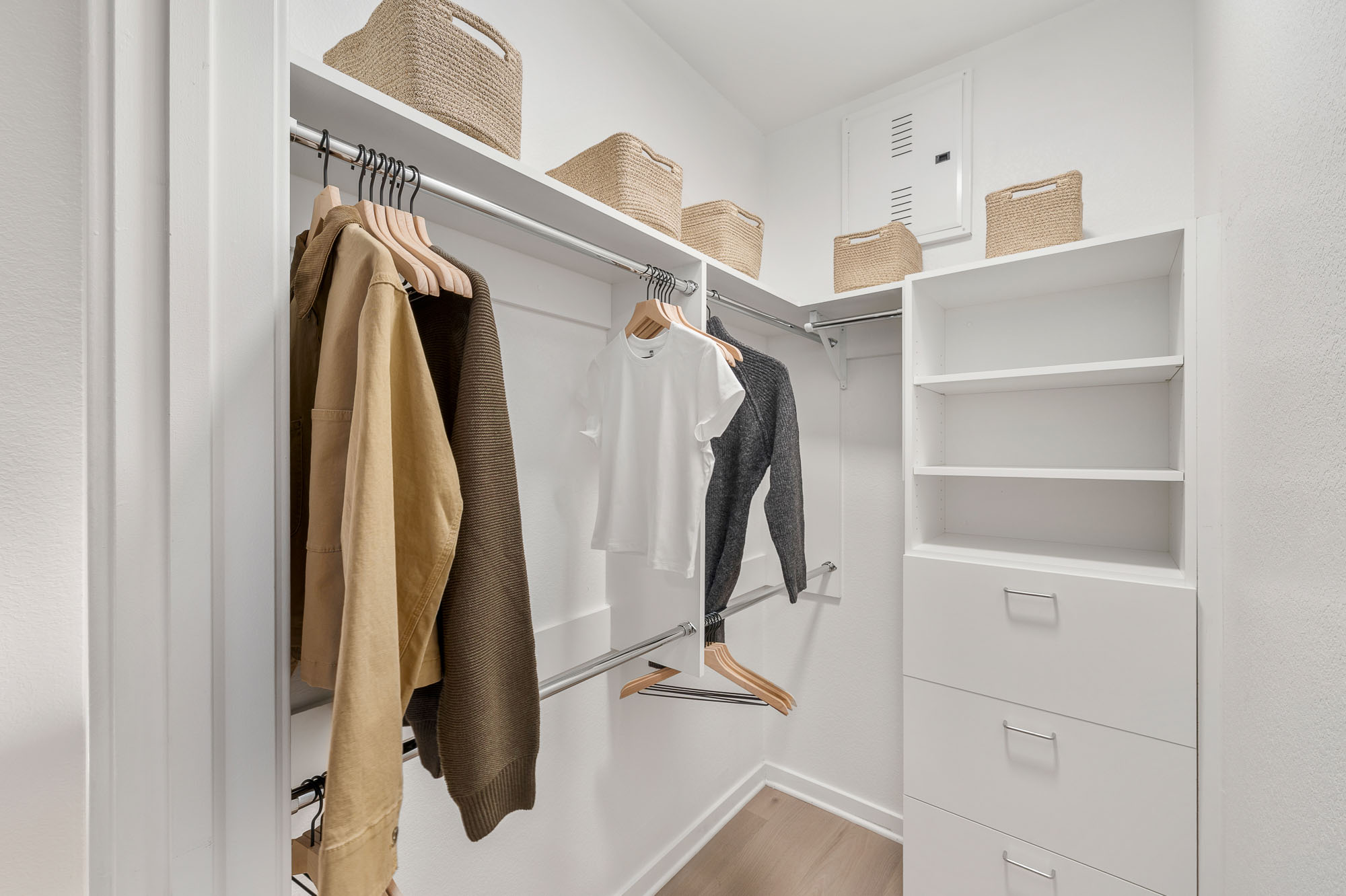 Walk-In Closet with Built-In Shelves